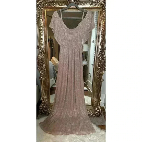 SHOW ME YOUR MUMU Caitlin Ruffle Maxi Dress - XXS - Magic Mauve Glimmer - NWT - Picture 1 of 6
